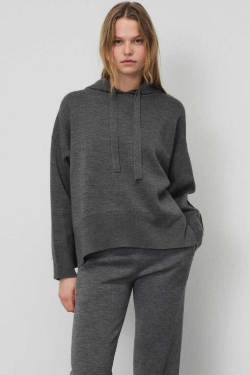 Anthracite Hooded Knit Women’s Sweatshirt 