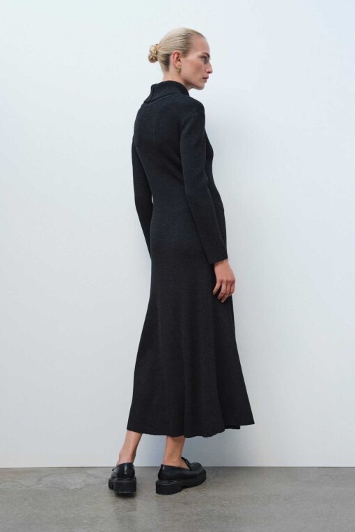 Anthracite Knitwear Dress with Turtleneck - 2