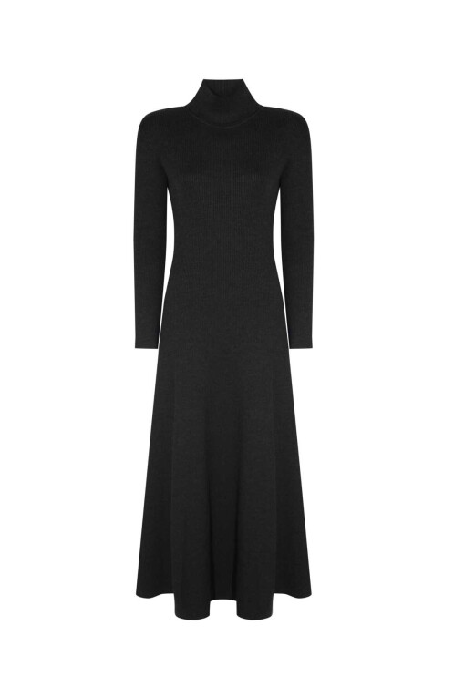 Anthracite Knitwear Dress with Turtleneck - 5