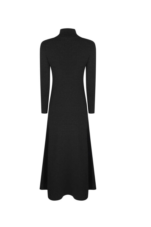 Anthracite Knitwear Dress with Turtleneck - 6