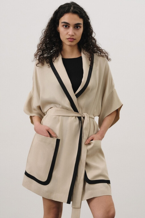 Beige-Black Women’s Cardigan 