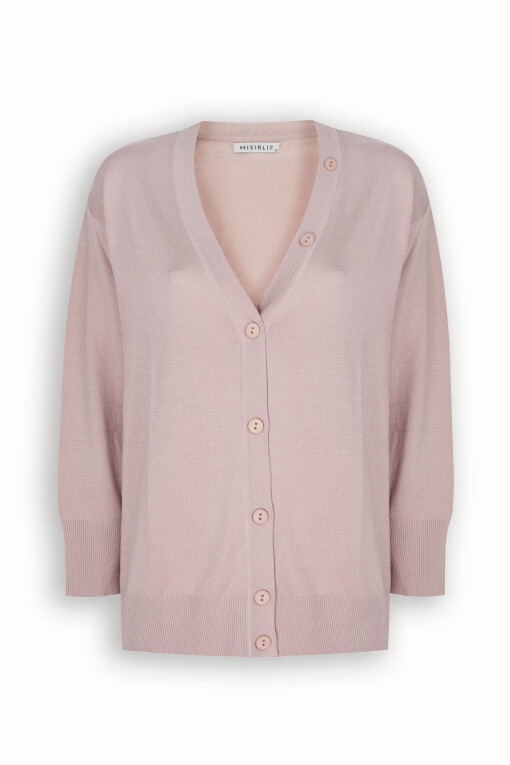 Beige V Neck Button Detail Women’s Cardigan 