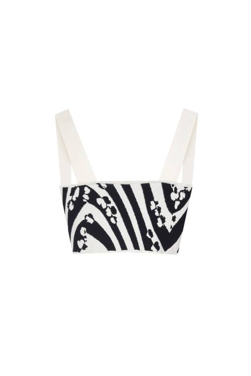 Black and White Patterned Crop Top - 5