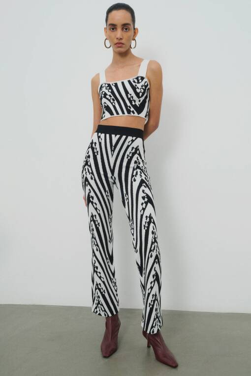 Black and White Patterned Pants - 1