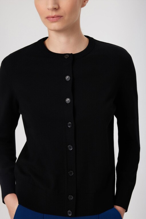 Black Button Detail Women's Cardigan 