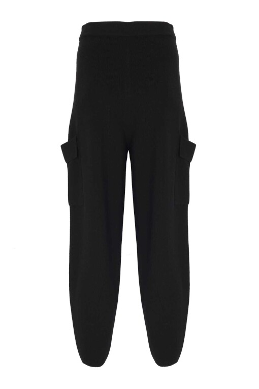 Black Cargo Tricot Trousers - 5