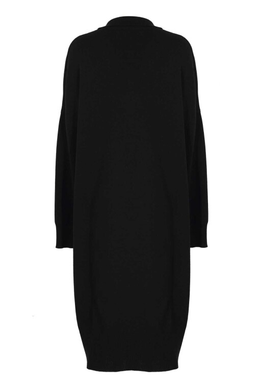 Black Comfortable Fit Knitwear Dress - 5