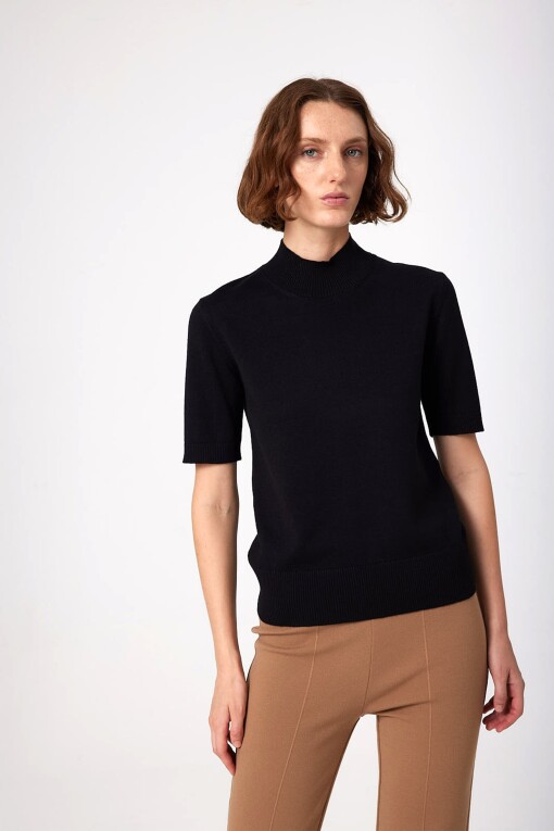 Black Half Turtleneck Women's Sweater 