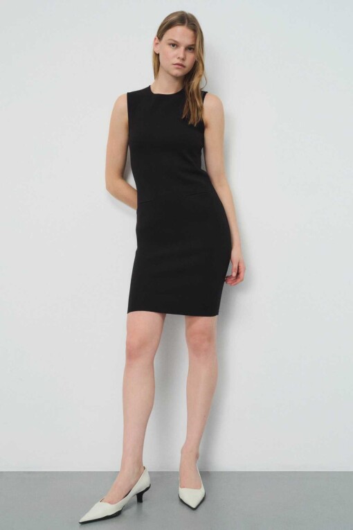 Black Knitwear Mini Dress - 4