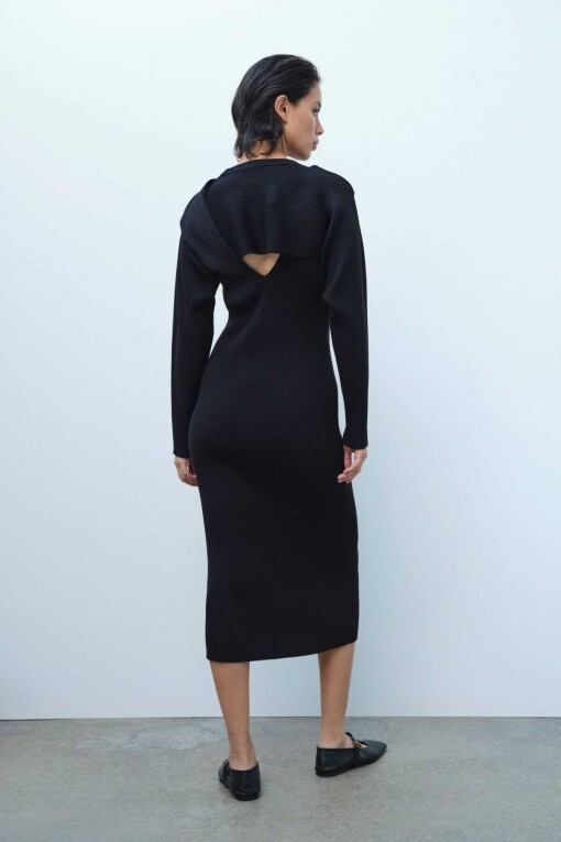Black Long Knitwear Dress - 5