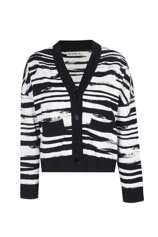 Black-Ecru Women’s Cardigan 