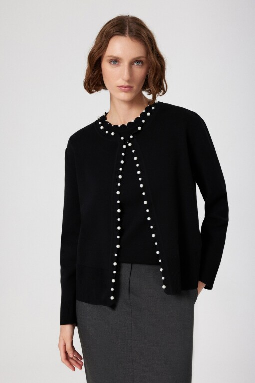 Black Pearl Detail Women's Cardigan 