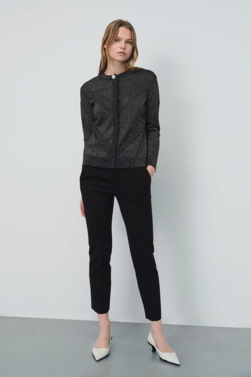 Black Pocket Detail Cropped Women's Pants 