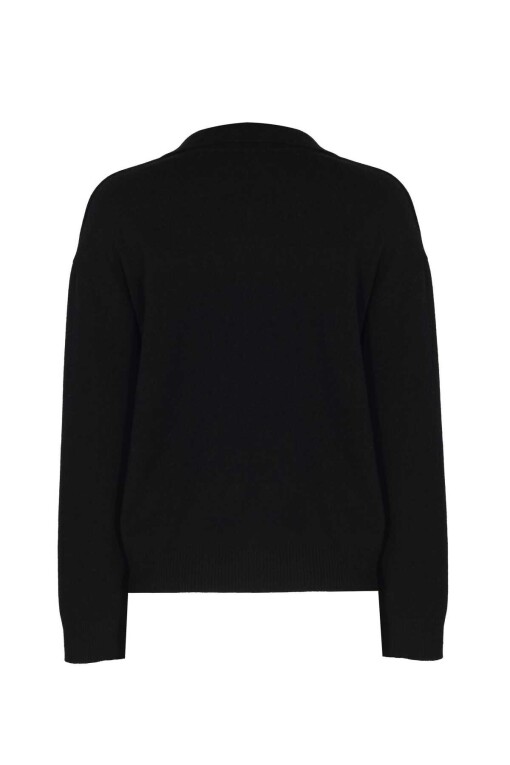 Black Polo Collar Sweater - 5