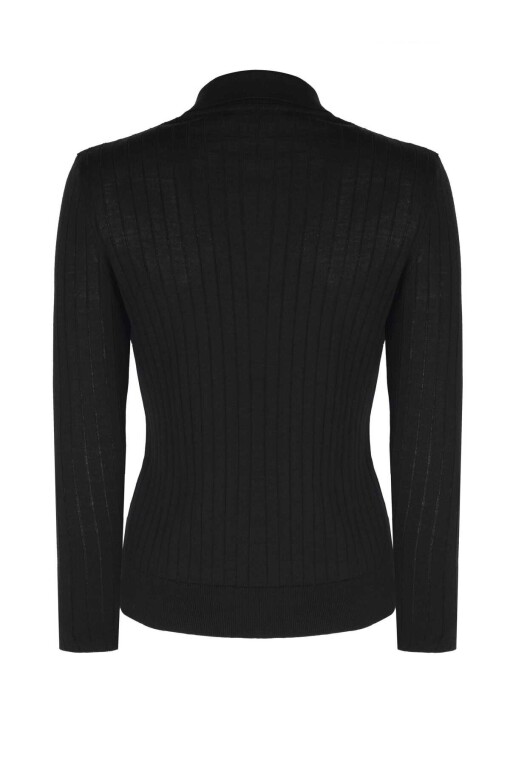 Black Polo Collar Sweater - 6