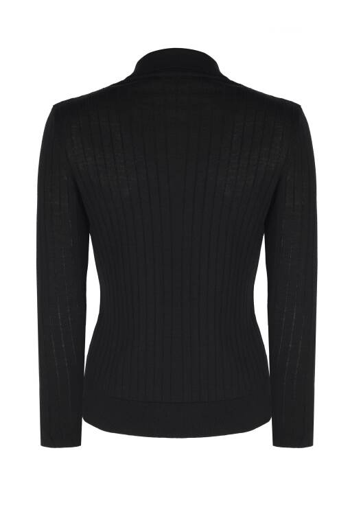 Black Polo Collar Sweater - 5