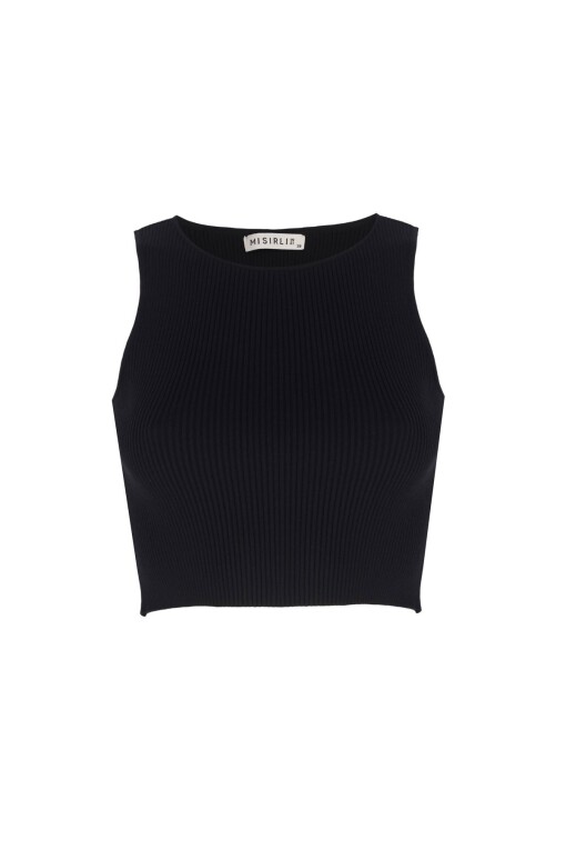 Black Ribbed Crop Top 