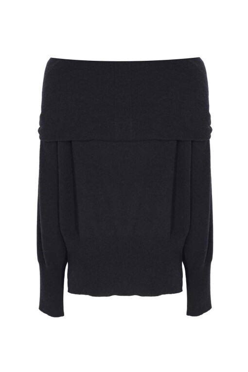 Black Shoulder Detailed Sweater - 6