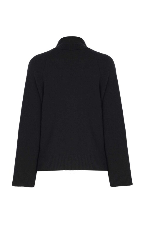 Black Shoulder Zippered Sweater - 6