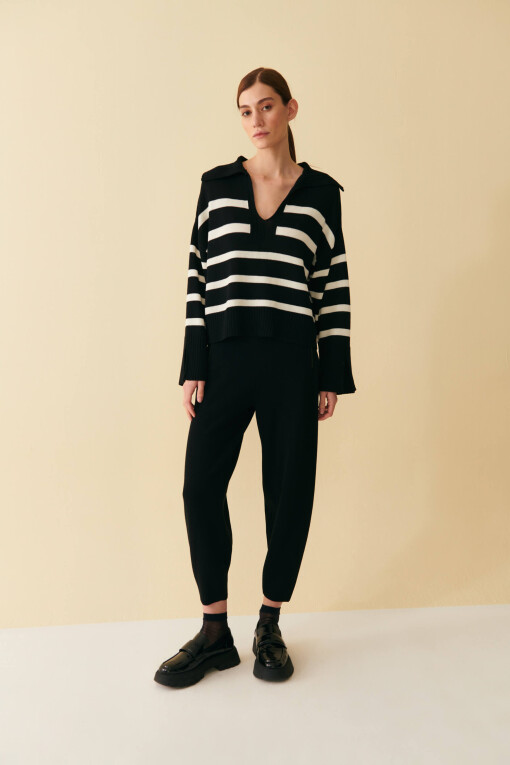 Black Striped Sweater - 1