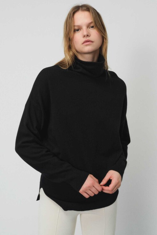 Black Turtleneck Women's Sweater 