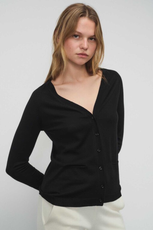 Black V Neck Women’s Cardigan 