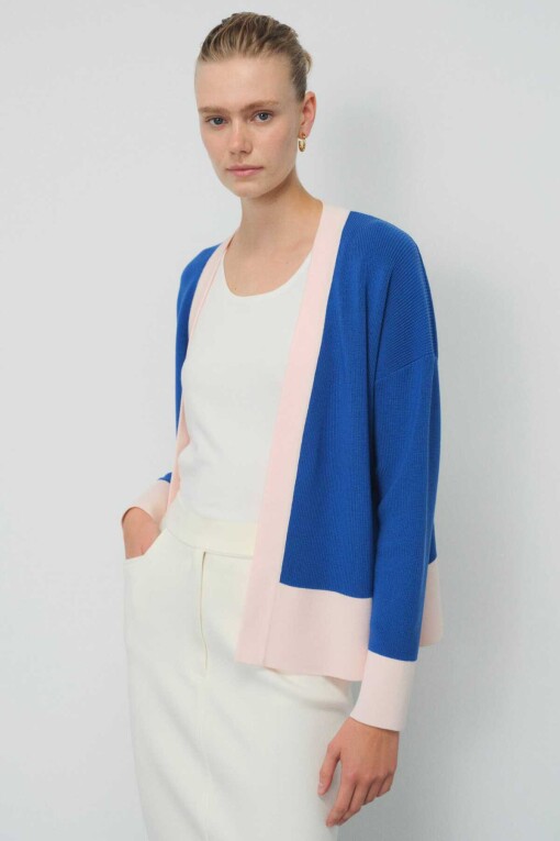 Blue and Pink Striped Women's Cardigan 