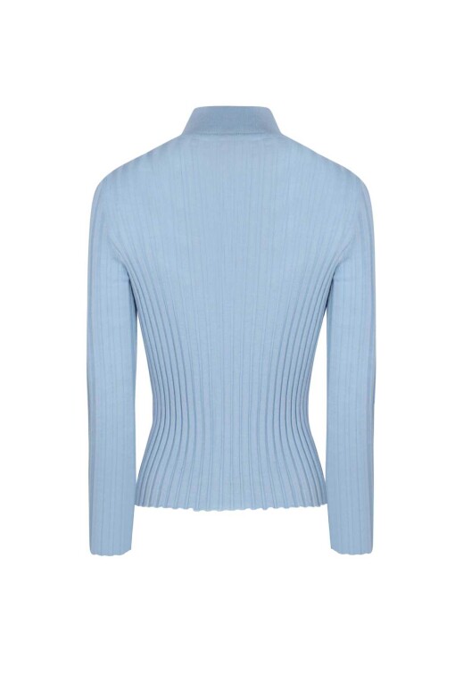 Blue Pullover with Half Turtleneck - 4