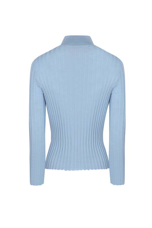 Blue Pullover with Half Turtleneck - 4