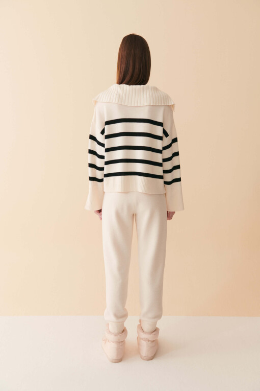 Bone Colour Striped Sweater - 2