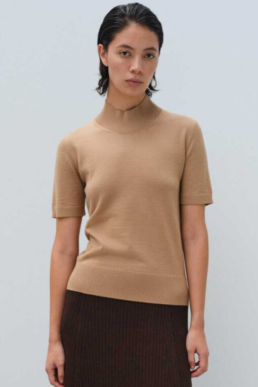 Brown Half Turtleneck Women's Sweater 