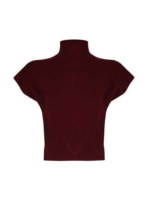 Burgundy Sweater with Turtleneck - 3