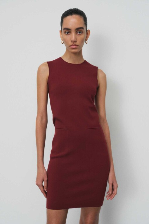 Burgundy Tricot Mini Dress - 1