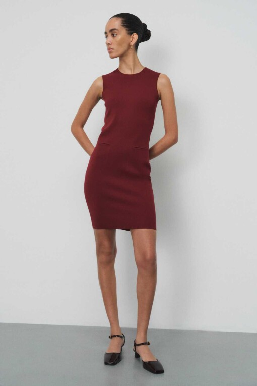 Burgundy Tricot Mini Dress - 2