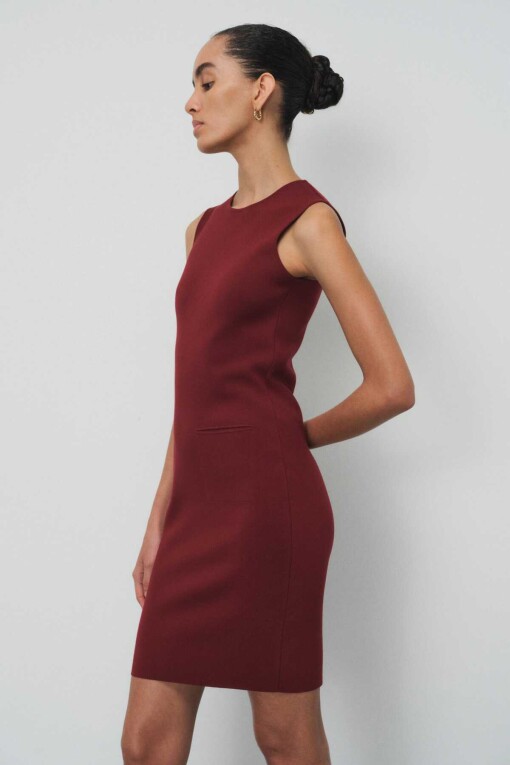 Burgundy Tricot Mini Dress - 3