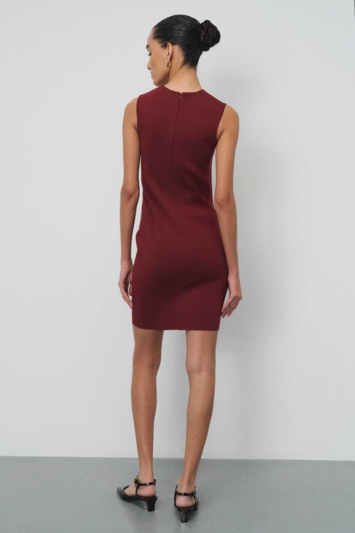 Burgundy Tricot Mini Dress - 4