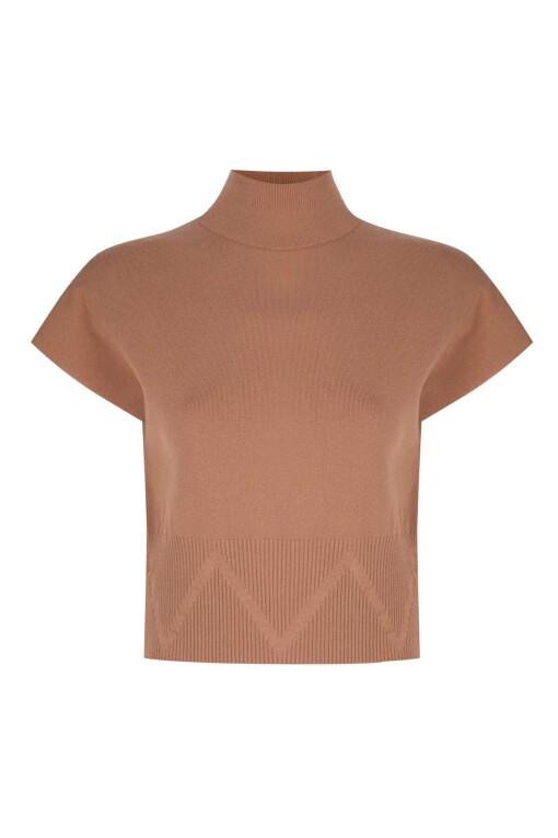 Camel Sweater with Turtleneck - 4