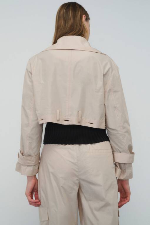 Detachable Stone Color Trench Coat - Jacket - 4