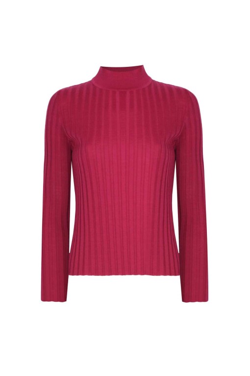 Dried Rose Color Pullover with Half Turtleneck - 5