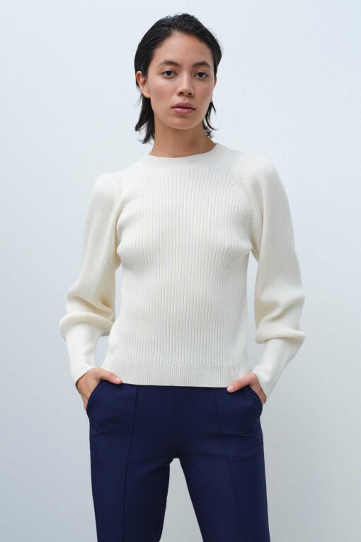 Ecru Long Sleeve Sweater - 1