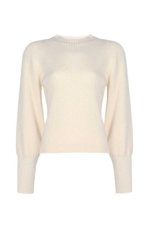 Ecru Long Sleeve Sweater - 3