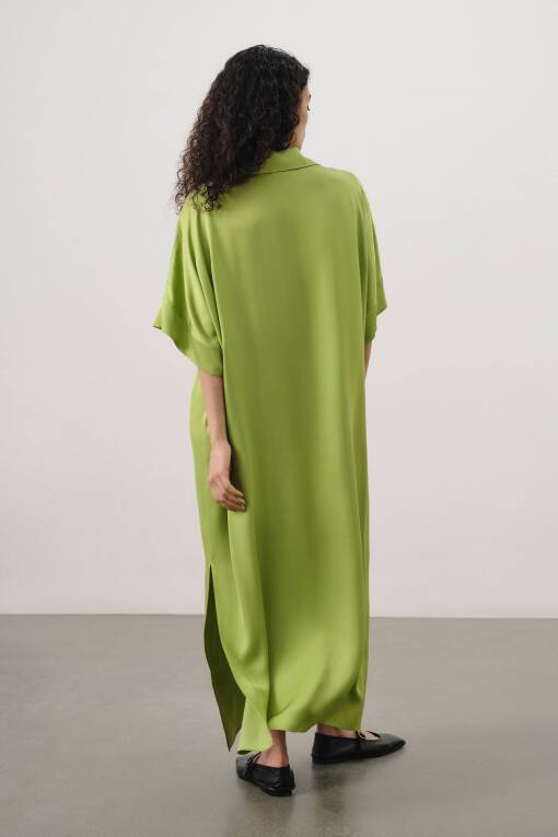 Fıstık Yeşili Uzun Elbise - 2