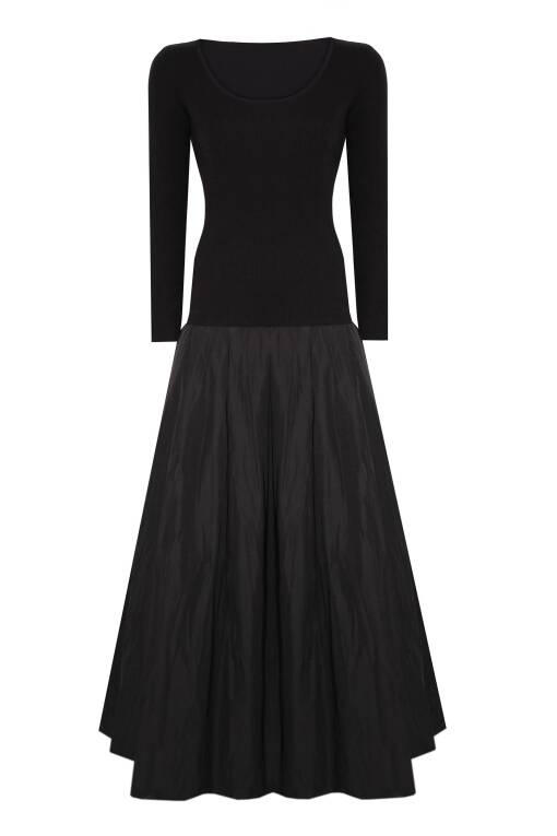 Siyah Uzun Elbise - 5