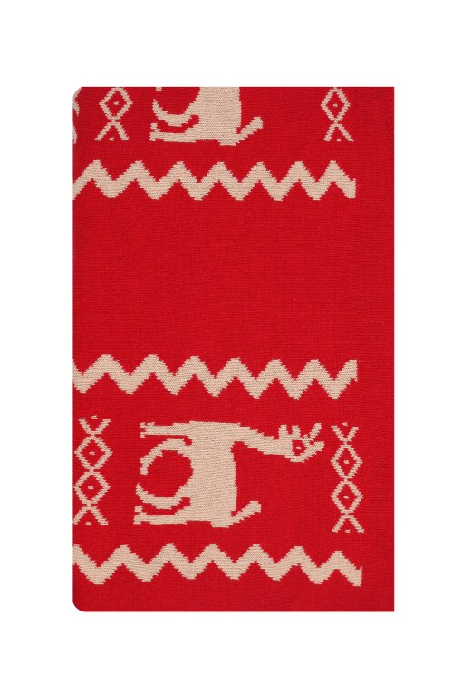 Ethic Pattern Wool Blanket in Red and Stone Color 