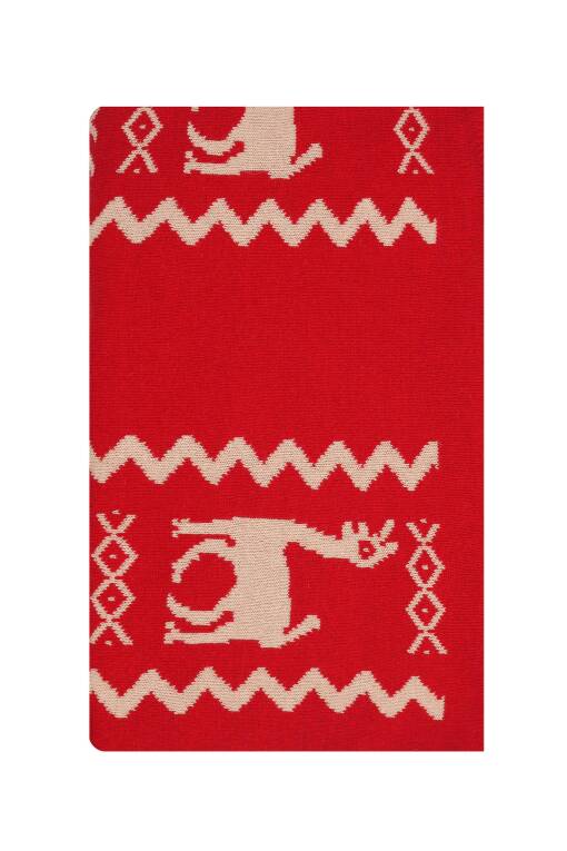 Ethic Pattern Wool Blanket in Red and Stone Color - 1