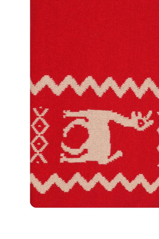 Ethic Pattern Wool Blanket in Red and Stone Color - 2