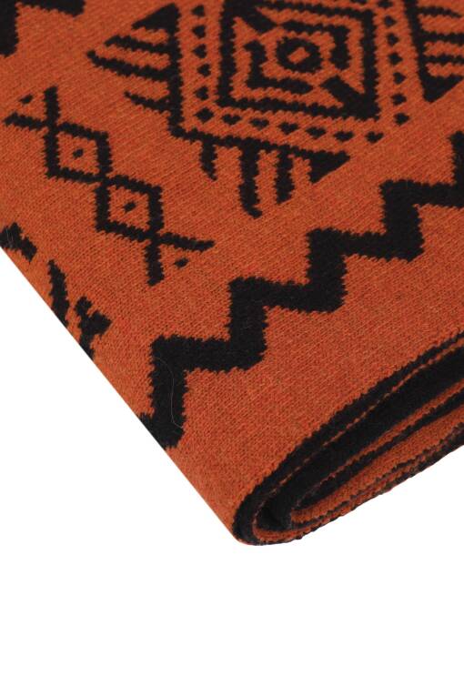 Ethnic Patterned Blanket in Cinnamon - 3
