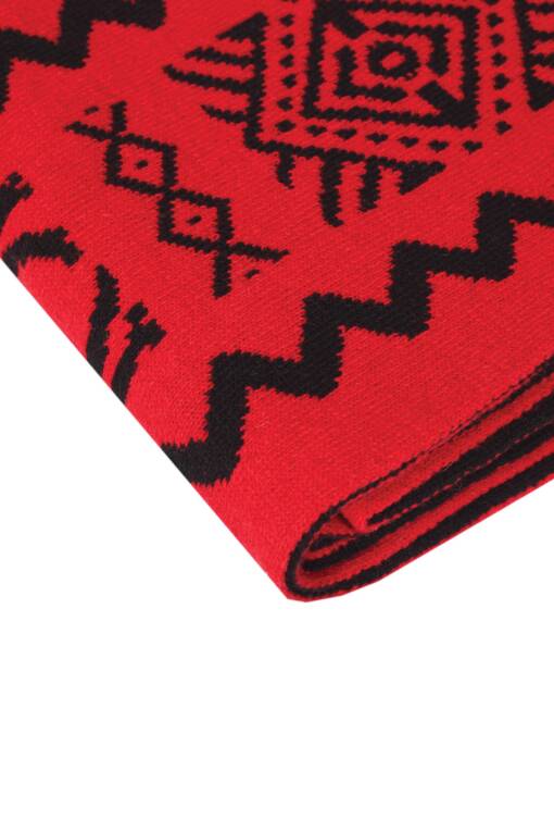 Ethnic Patterned Red Blanket - 3