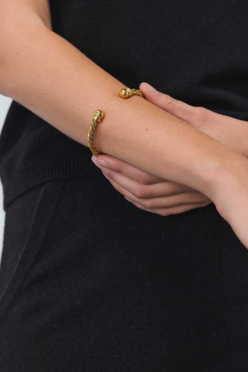 Gold Twisted Bangle Bracelet 