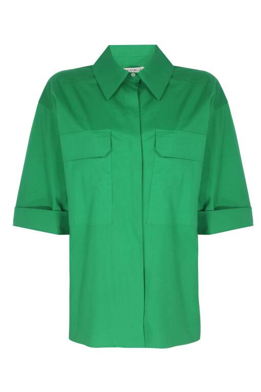 Yeşil Kadın Gömlek - 5